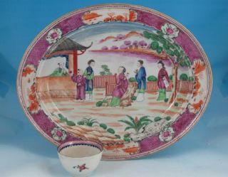 Antique 18thc Chinese Porcelain Mandarin Oval Platter C1780 14.  6in 37cm photo