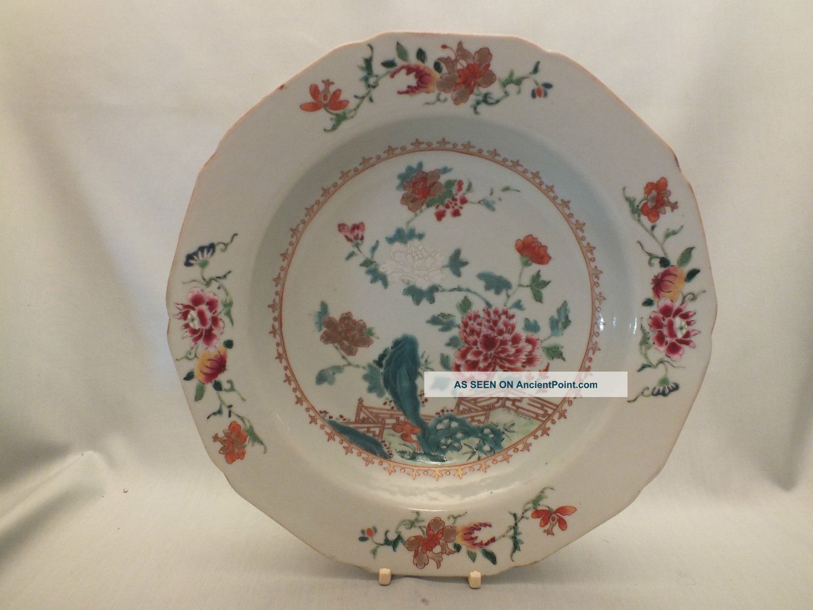 Chinese Porcelain Soup Plate With Flowers In Famille Rose Colour Decor 18thc Porcelain photo