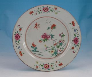 Fine Antique 18thc Chinese Export Famille Rose Plate Landscape Cranes & Flowers photo