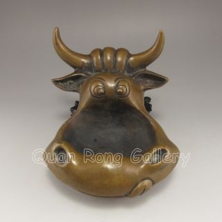 Chinese Bronze Pot W Oxen Nr photo