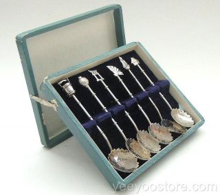 Fine & Old Japanese Sterling Silver Boxed Tea/coffee Demi - Tasse Spoons photo