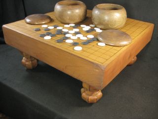 Japanese Vintage Thick Go Game Board Goban Thick Kaya With Carved Legs photo