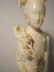 Large Antique Chinese Carved Ox Bone Empress Figurine Men, Women & Children photo 1