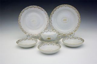 C1800 Chinese Export Porcelain Tea Bowl W/ Under Tray 3 Sm Bowls & 2 Plates Nr photo