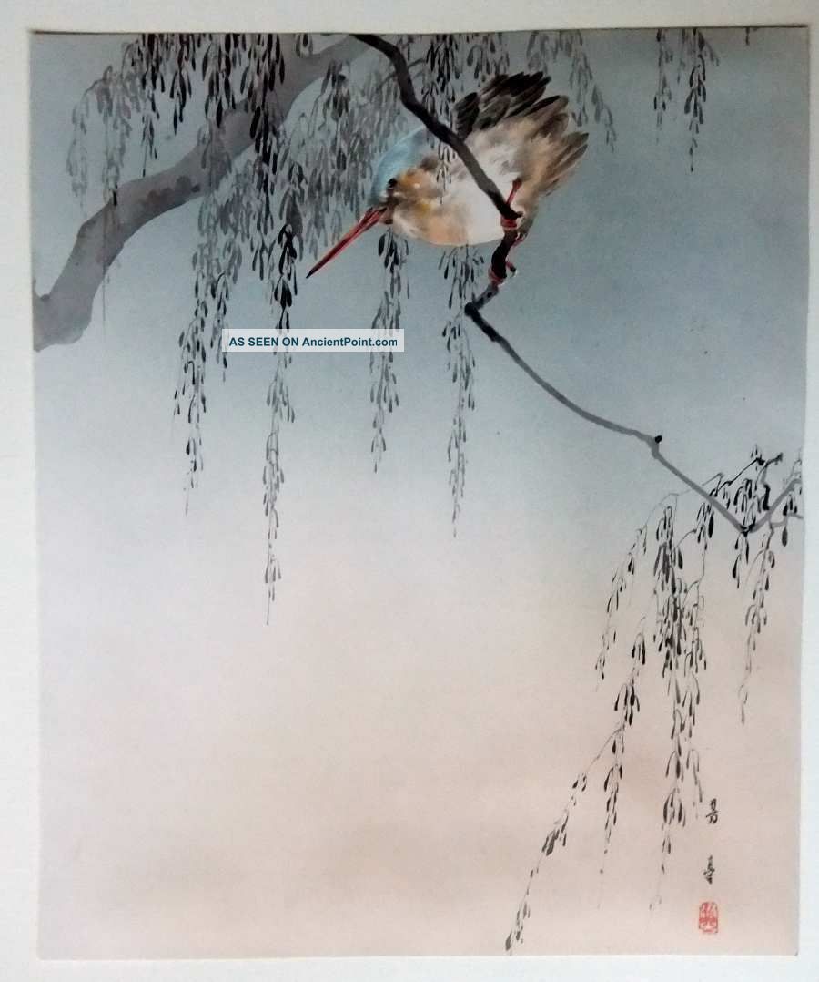 Japanese Woodblock Print Artist Yoshimoto Gesso Bird Painting Prints photo