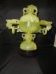 Chinese Jade Censer Ring Dragon Handle Reticulated Incense Burners photo 3