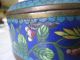 Antique Chinese Cloisonne Footed Round Box With Bronze Fu Dog Finial Decoration Boxes photo 10