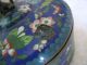 Antique Chinese Cloisonne Footed Round Box With Bronze Fu Dog Finial Decoration Boxes photo 11
