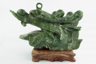 China Rare Collectibles Old Decorated Handwork Jade Carving Big Dragon Statue photo
