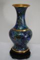 Vintage Chinese Kuo ' S Cloisonne Vase With Wood Base 9 