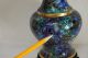 Vintage Chinese Kuo ' S Cloisonne Vase With Wood Base 9 