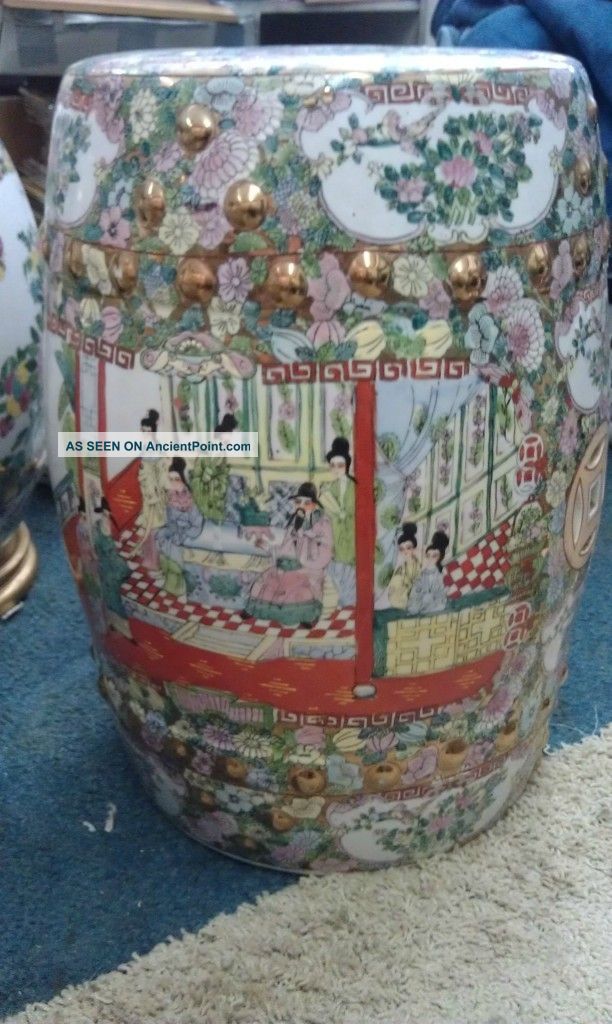 Antique Chinese Porcelian Rose Medallion Garden Seat Other photo