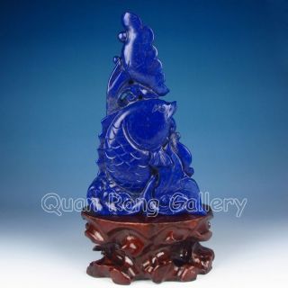 Chinese Lapis Lazuli Statue - Fish & Lotus Nr photo