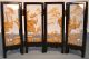 Chinese~lacquered Frame~hand - Carved Four Panel Fold Out Screen~glass Encased Other photo 1