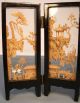 Chinese~lacquered Frame~hand - Carved Four Panel Fold Out Screen~glass Encased Other photo 4