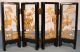 Chinese~lacquered Frame~hand - Carved Four Panel Fold Out Screen~glass Encased Other photo 5