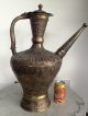 Gigantic Islamic Ewer Silver Brass Copper Cairoware Mamluk Kufic Persian Ottoman Middle East photo 11