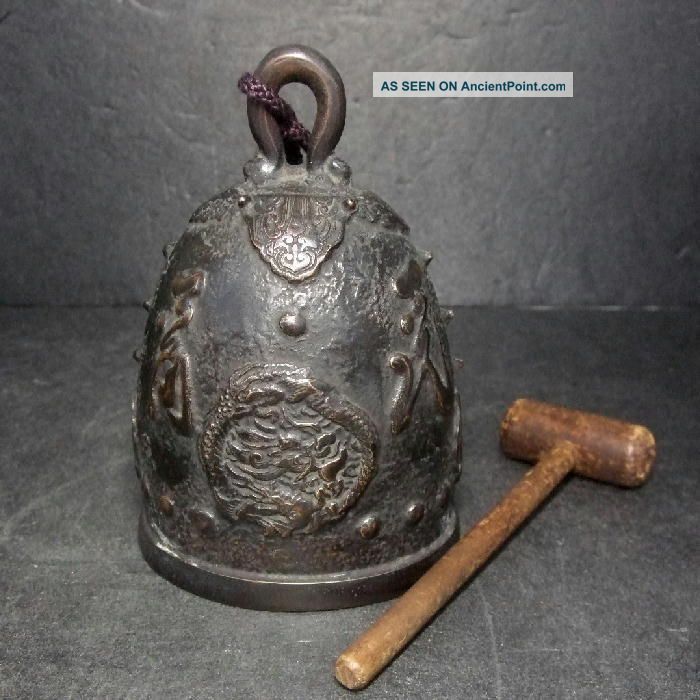 F175: Chinese Copper Ware Bell Of Buddhist Instruments With Sanskrit Relief Bells photo