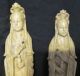 Matching Pair Of Chinese Carved Soapstone Figures Of Quan Yin Men, Women & Children photo 1