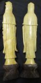 Matching Pair Of Chinese Carved Soapstone Figures Of Quan Yin Men, Women & Children photo 2