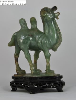 Fine Old Chinese Green Jade Carving Camel Scholar Art photo