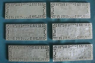Chinese Carved Mother Of Pearl Mop Gaming Counters 19c Circa 1840 photo