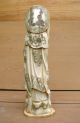 Antique 19c Ox Bone Asian Chinese Signed Statue Of Kwan Yin Baby Men, Women & Children photo 3