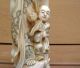 Antique 19c Ox Bone Asian Chinese Signed Statue Of Kwan Yin Baby Men, Women & Children photo 5