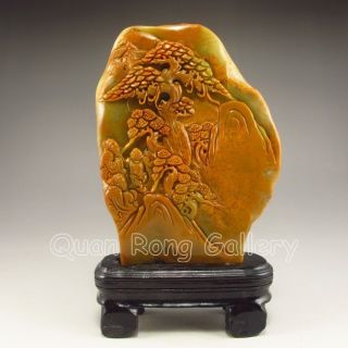 Chinese Shoushan Stone Statue - Man & Pine Tree Nr photo