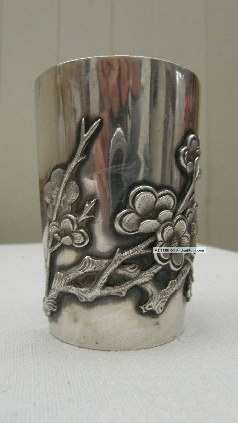 Antique Chinese Silver Beaker,  Vase,  Marked To Base.  143.  5 Grams Bowls photo