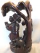 Well Carved Chinese Hardwood Figure Of An Old Man & A Boy 19thc (b) Woodenware photo 5