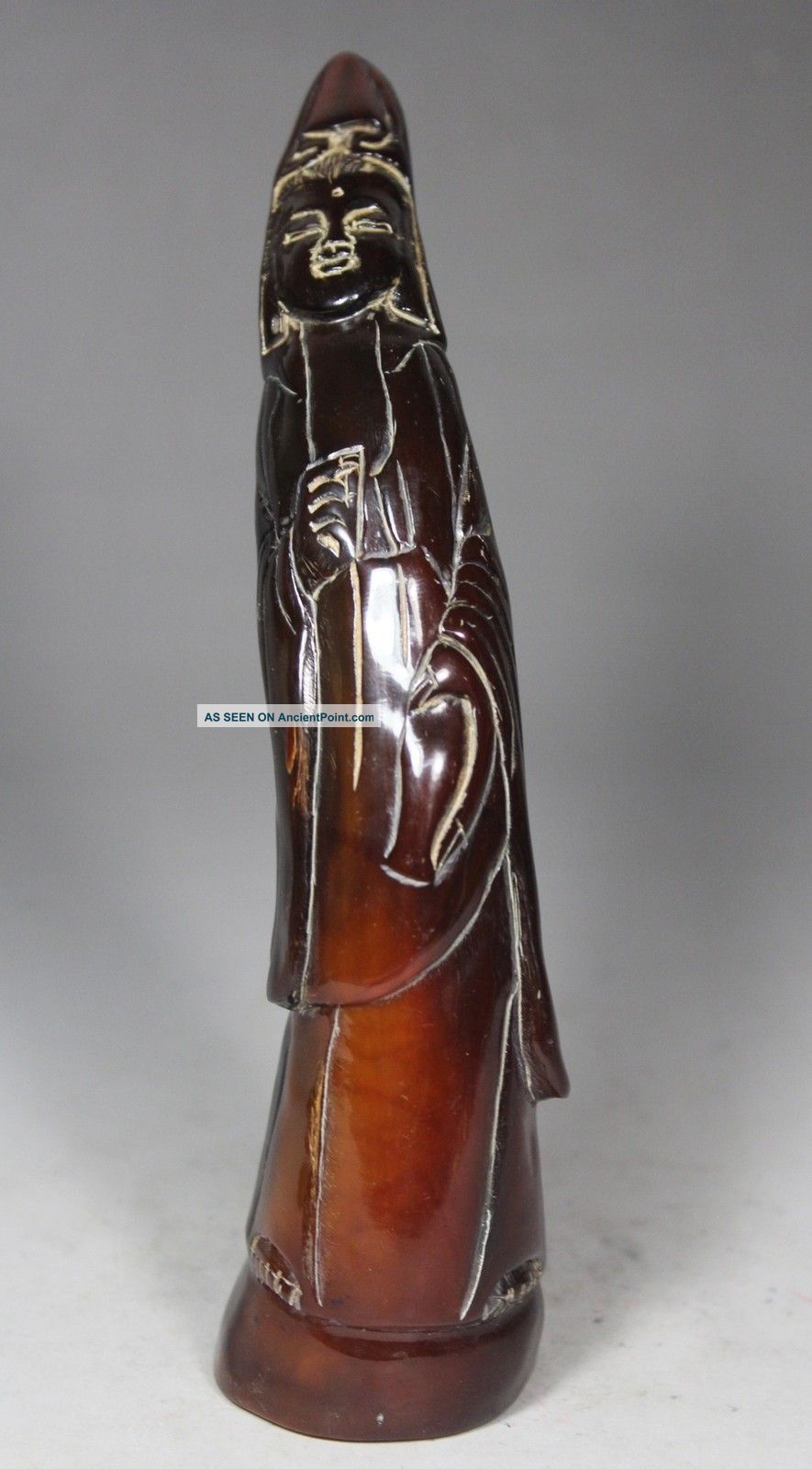Rare Chinese Old Ox Horn Wonderful Handwork Carving Buddha Decoration Buddha photo