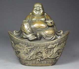 Chinese Old Copper Handwork Buddha Dragon Statue photo
