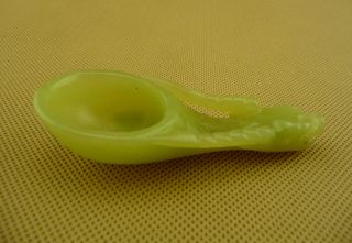 Chinese Classical Hand Carved Hetian Old Jade Spoon - Dragon Head/9 - 959 photo