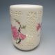 Hollowed Chinese Rose Colorful Porcelain Brush Pots - - Magpie W Qianlong Mark 1824 Brush Pots photo 2
