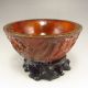 Chinese Ox Horn Bowl W Man & Pine Tree Bowls photo 2