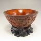 Chinese Ox Horn Bowl W Man & Pine Tree Bowls photo 3