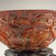 Chinese Ox Horn Bowl W Man & Pine Tree Bowls photo 6