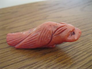 Antique Chinese Carved Red Coral Bat Figure Figurine photo