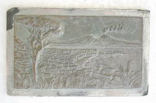 Antique Chinese Hong Kong Harbor Metal Plaque Handcrafted Engraving 19th - 20th Ce photo