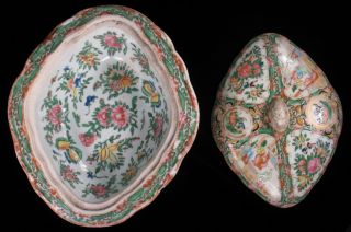 Antique Chinese Rose Medallion Covered Vegetable Dish photo
