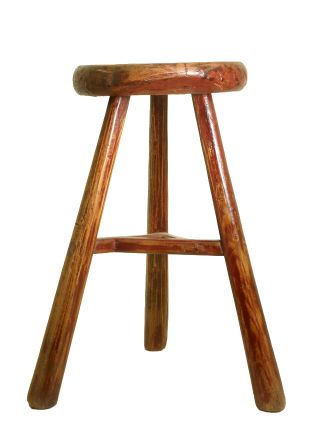 Chinese Antique Red Color Round Seat Three Leg Stool/stand photo