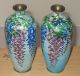 Pair Japanese Ginbari Cloisonne Vases With Wisteria Vases photo 9