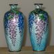 Pair Japanese Ginbari Cloisonne Vases With Wisteria Vases photo 1