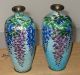 Pair Japanese Ginbari Cloisonne Vases With Wisteria Vases photo 2