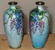 Pair Japanese Ginbari Cloisonne Vases With Wisteria Vases photo 4