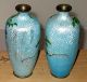 Pair Japanese Ginbari Cloisonne Vases With Wisteria Vases photo 6