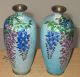 Pair Japanese Ginbari Cloisonne Vases With Wisteria Vases photo 8