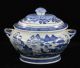 Antique Blue & White Canton China,  Export Porcelain - - Soup Tureen,  Twisted Hdles. Boxes photo 1