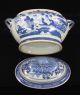Antique Blue & White Canton China,  Export Porcelain - - Soup Tureen,  Twisted Hdles. Boxes photo 2
